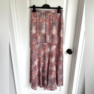 🎆Lucky Brand Boho Pink/Blue Paisley Flowy Midi Maxi Skirt